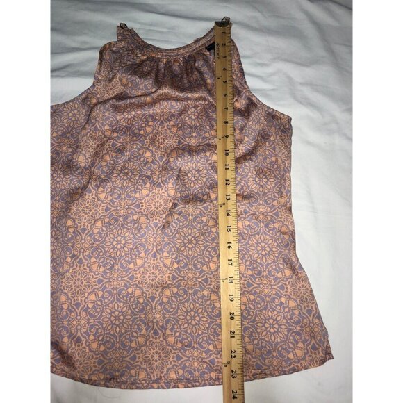 Y2K Top Size XS Halter Purple Orange Print Silky Neck Tie Sleeveless Limited - Picture 7 of 7